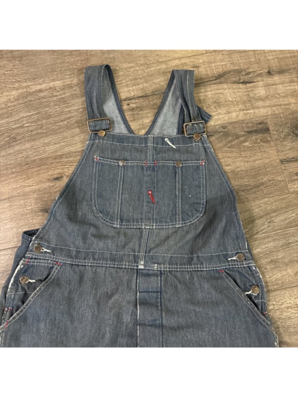 Vintage Big Mac Denim Overalls JC Penney Square Back Gray Blue Cotton Grunge - Picture 3 of 10